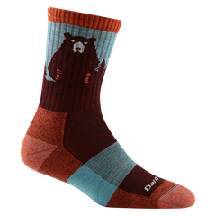 Darn Tough Bear Town Micro Crew Lightweight Cushion Hiking Socks, Burgundy