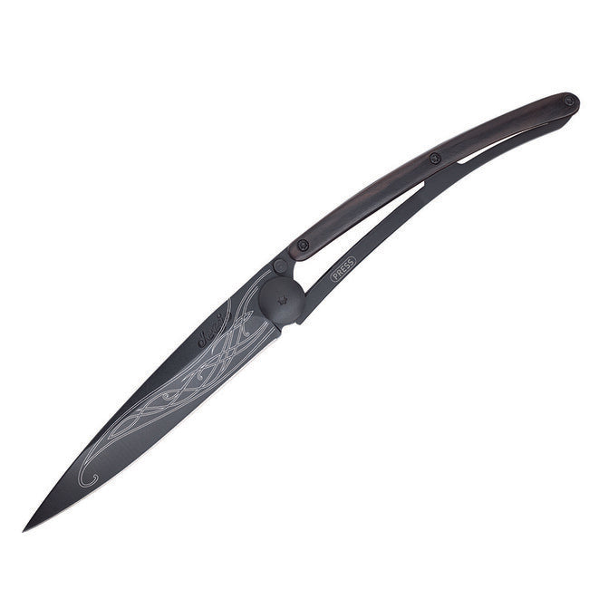 Deejo черно Tattoo джобен нож с черна черна дърво Elven blade Deejo черно Tattoo джобен нож абанос дърво Elven blade Deejo черно Tattoo джобен нож с ясеново дърво Elven blade