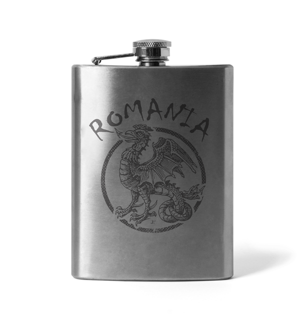 DRAGOWA гравирана плоска бутилка Румънски дракон, 210 ml