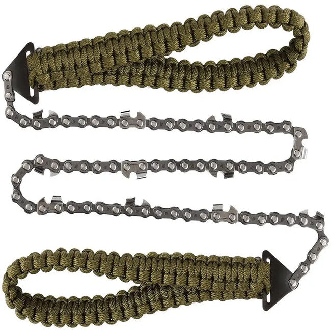 DRAGOWA Tactical Wander джобен верижен нож със синджирна дръжка от парачард, зелен
