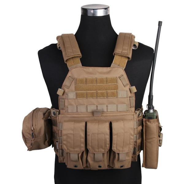 Emersongear LBT6094A носител на пластини 500D с 3 торбички, койот