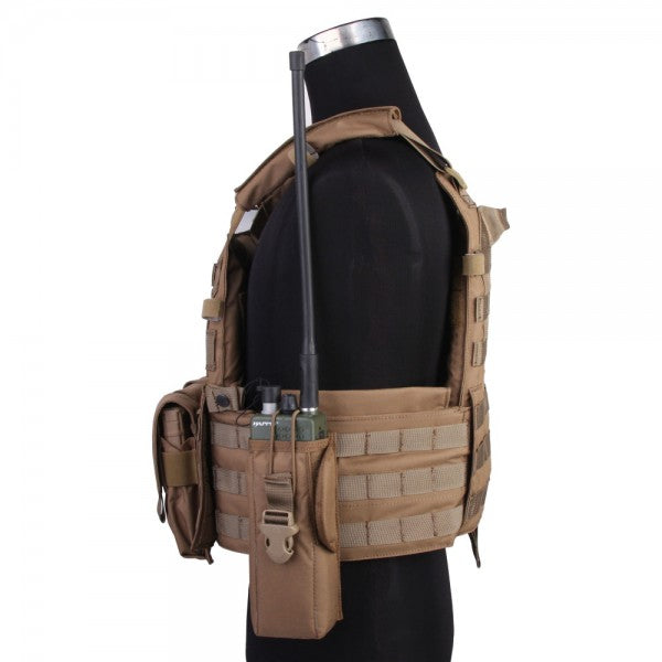 Emersongear LBT6094A носител на пластини 500D с 3 торбички, койот