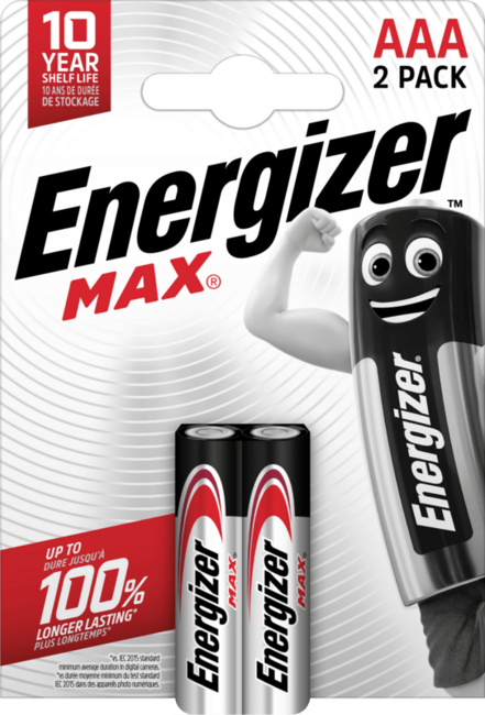 Energizer Max алкални батерии AAA E303325300, 2бр.