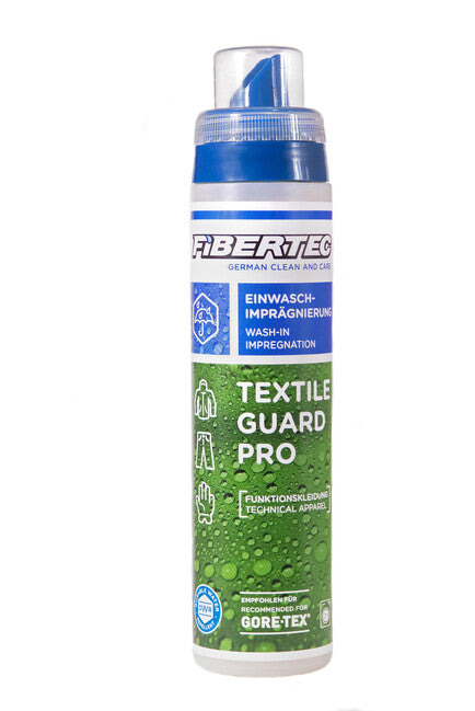 Fibertec Textile Guard Pro импрегниращ средство 250 ml, отблъскващ вода, нечистотии и масло за мембранни облекла и функционални текстилии