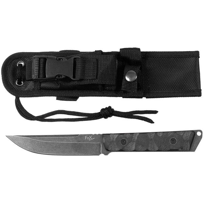 Fox Outdoor Fighter нож, черен, дръжка G10, с калъф