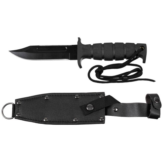 Fox Outdoor Pilot нож, черен, гумена дръжка, с калъф