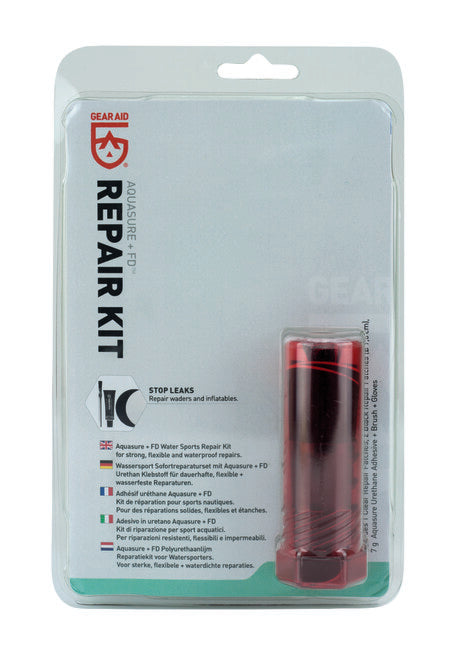 GearAid AquaSure +FD комплект за ремонт на водни спортове, лепило, 2 пластира