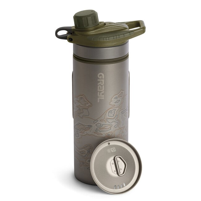 GRAYL GeoPress™ Purifier филтърна бутилка Titanium + Cook Lid, маслинено Drab