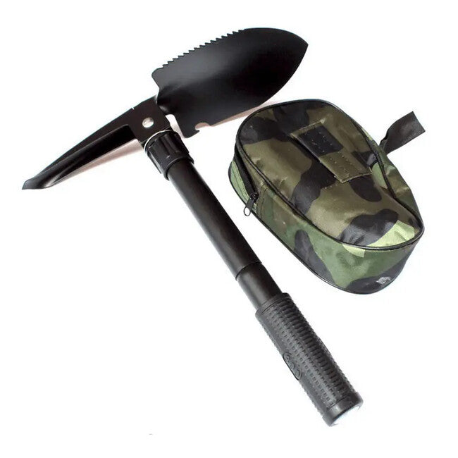 DRAGOWA Tactical Dakota сгъваемо тактическо шанцово-пикелно и чукан с калъф, черен