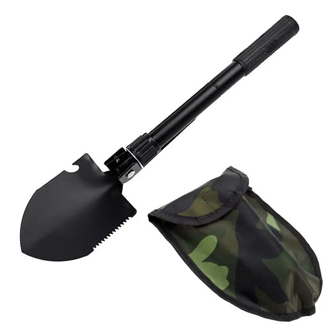 DRAGOWA Tactical Outdoor мултифункционална сгъваема лопата с кирка и калъф Ember, черна