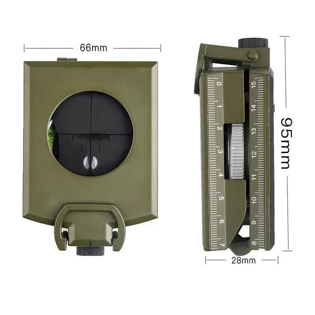 DRAGOWA Tactical Wally сгъваем водоустойчив метален компас с калъф, зелен
