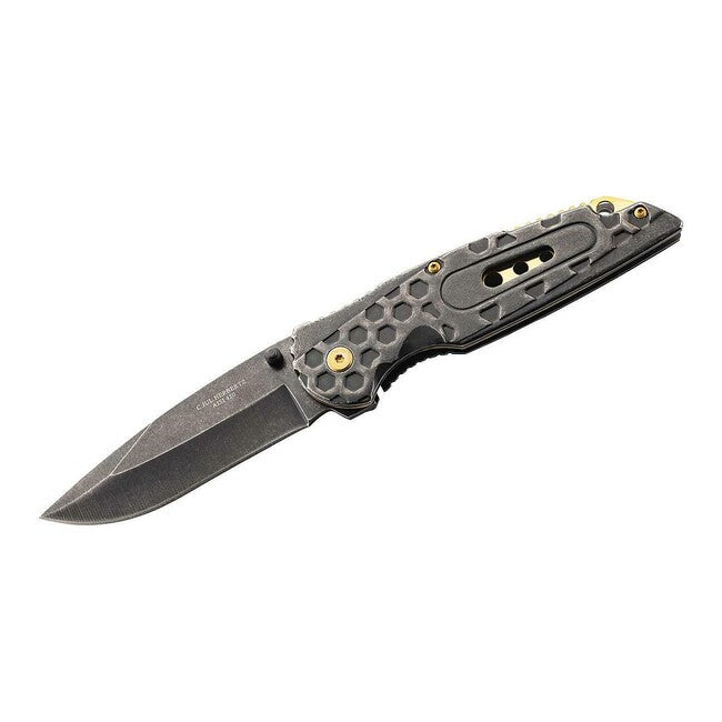 Herbertz джобен нож едноръчен 8,6cm, неръждаема стомана, месинг, Stonewash