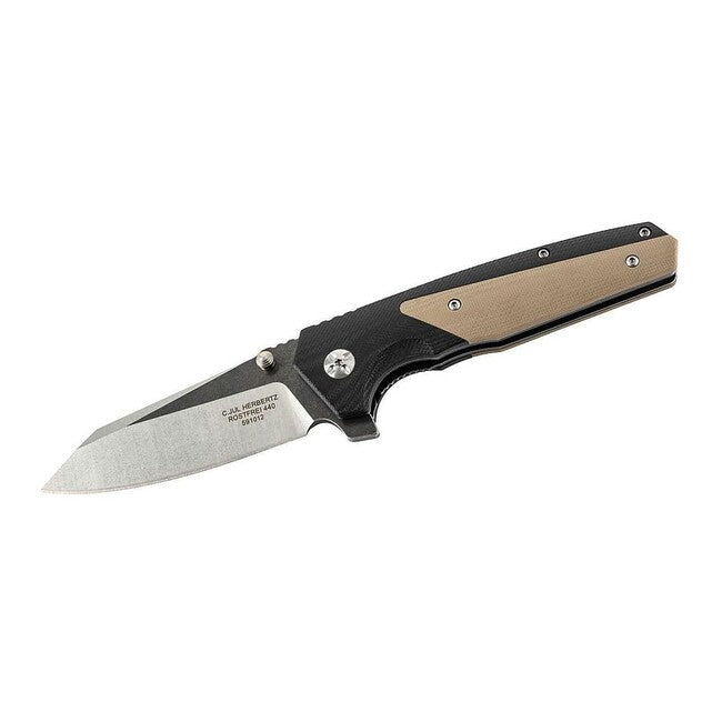 Herbertz джобен нож с една ръка 9,5cm, черно-зелен, G10