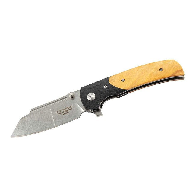 Herbertz еднораменен джобен нож 9cm, G10, дърво Eunymus, черен
