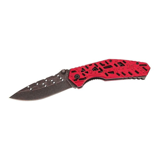 Herbertz джобен нож едноръчен 9cm, алуминий, червена, Stonewash
