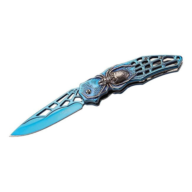 Herbertz джобен нож едноръчен 9cm неръждаема стомана, синя, 3D паяк