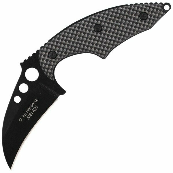 Herbertz Carambit нож на врата алуминиев вид, черно-сив, 6cm