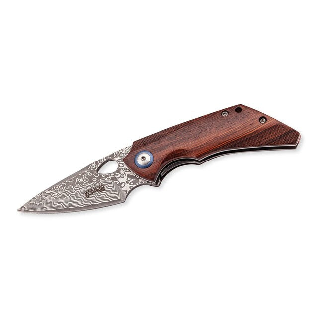 Herbertz Selektion джобен нож едноръчен дамаск, 6,5cm, железно дърво Ironwood