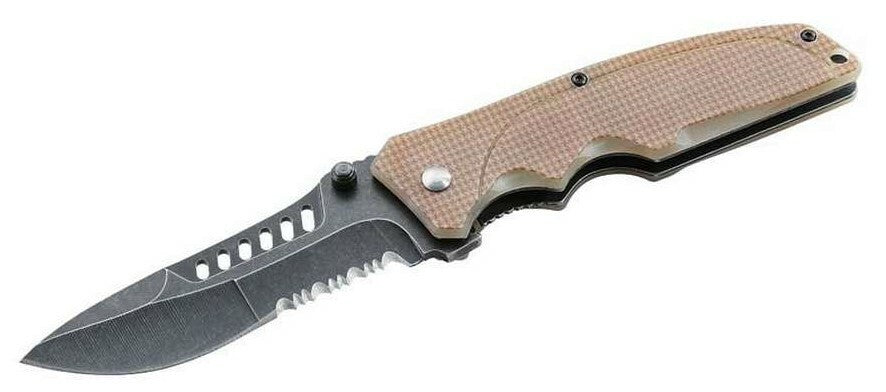 Herbertz TOP-Collection джобен нож G10 нейлонов калъф, пясък-кафяв, 9,5 см