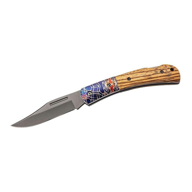Herbertz джобен нож, дърво Zebrano, цветни фитинги, 8,4cm