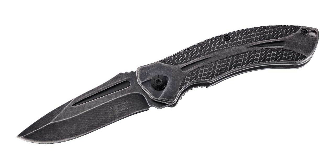 Herbertz джобен нож с цял оцелен лист, шарка пчелна пита, Stonewash, 8,6 см