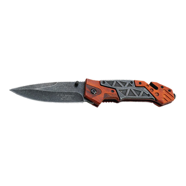 Herbertz спасителен нож, дърво Pakka, неръждаем, Stonewash, 9,2 см