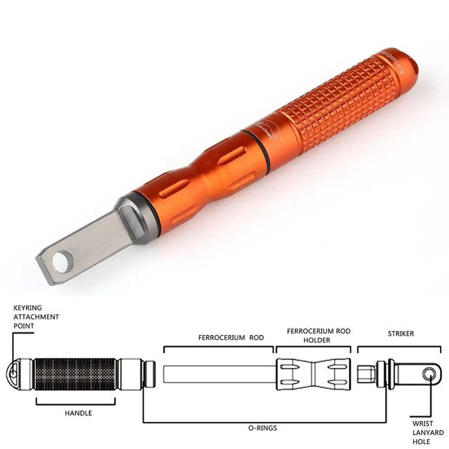DRAGOWA Tactical Redflame джобен водоустойчив огниво магнезиево, оранжево