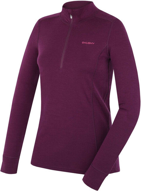 HUSKY Aron Zip дамски мерино суитшърт, deep magenta