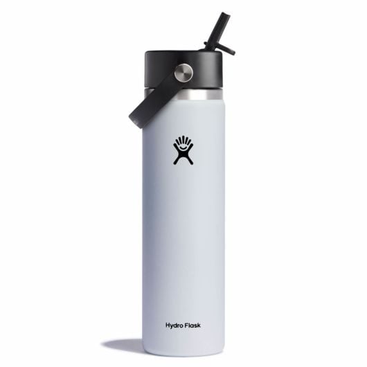 Hydro Flask Wide Mouth 24 OZ термобутилка с устник Flex Straw Cap 710 ml Широка, бяла