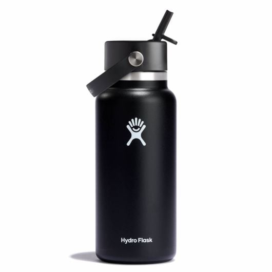 Hydro Flask Wide Flex Straw Cap черна термобутилка със сламка 32 OZ 946 ml