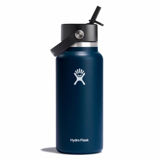 Hydro Flask Wide Mouth термо-бутилка с мундщук Flex Straw Cap Широка 32 OZ, индиго, 946 ml