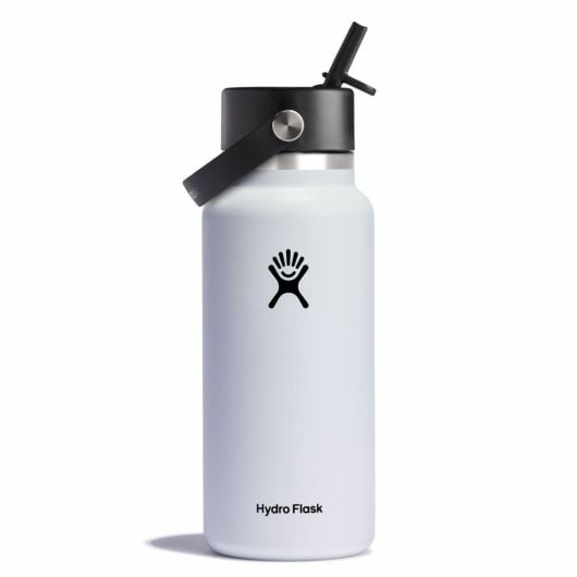 Hydro Flask Wide Mouth термобутилка с мундщук Flex Straw Cap 946 ml Широка 32 OZ, бяла