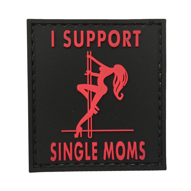 WARAGOD I Support Single Moms нашивка PVC Patch, черен и червен