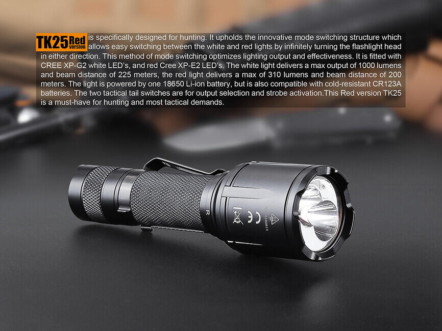 Fenix Tk25 червено фенер тактически