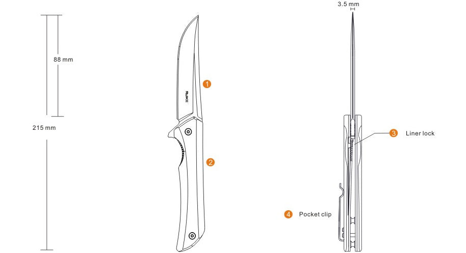 Ruike Hussar P121 нож, черен