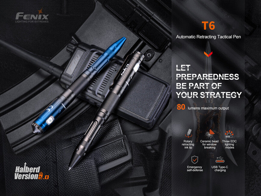 Fenix T6 тактическо перо, черно