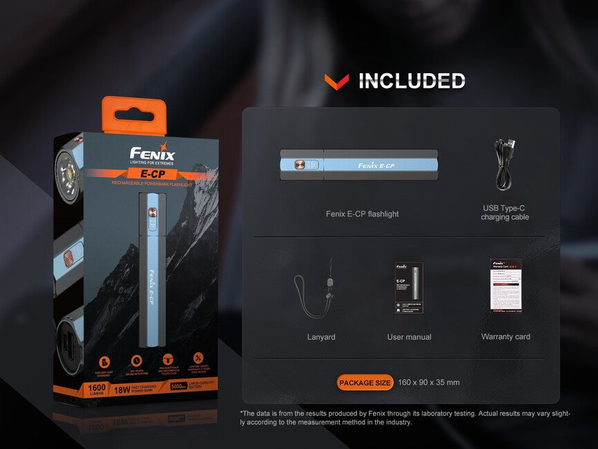 Fenix E-CP пауърбанка с фенер, черна