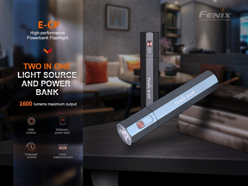 Fenix E-CP пауърбанка с фенер, черна