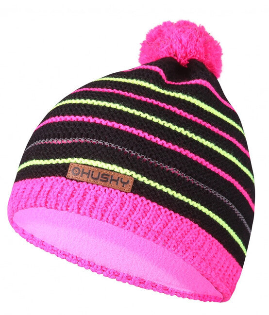 HUSKY Cap 34 шапка детска, черна/неон розова