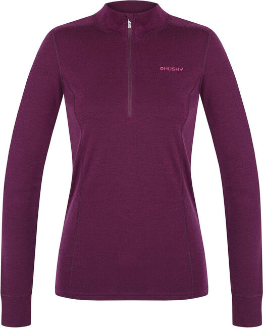 HUSKY Aron Zip дамски мерино суитшърт, deep magenta