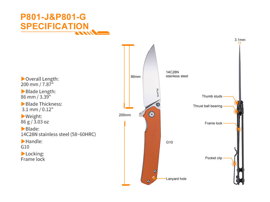 Ruike P801 нож, зелен