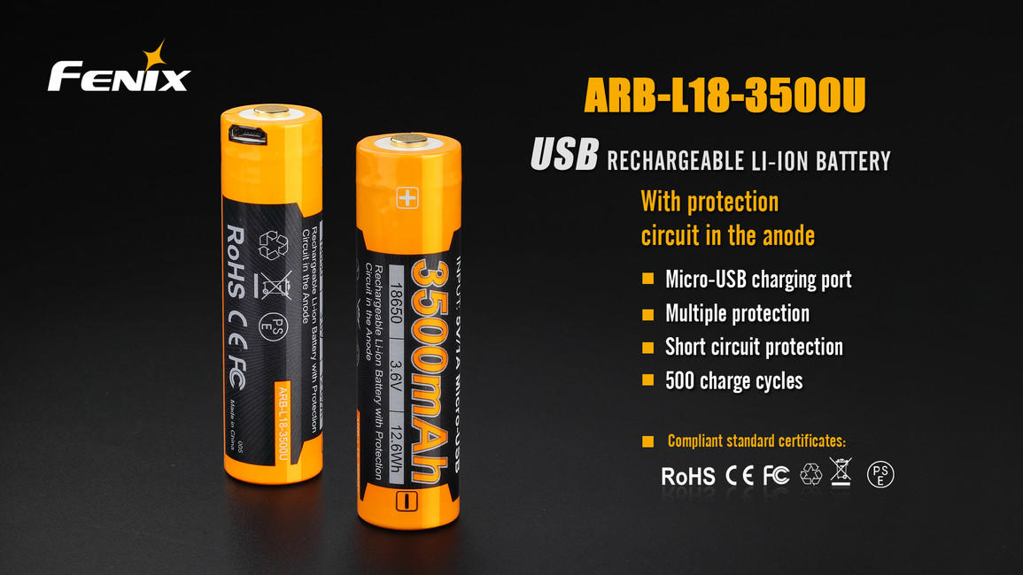 Fenix USB акумулаторна батерия 18650 Li-Ion 3500 mAh