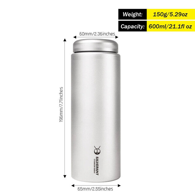 Silverant титанова бутилка с плоско капаче, 600 ml