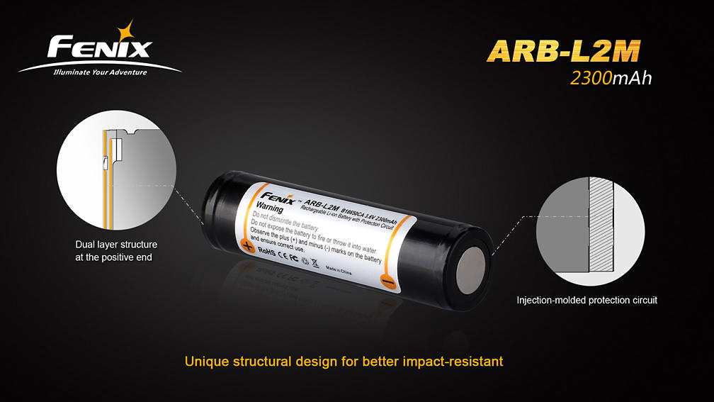 Fenix 18650 nabíjateľná batéria Li-Ion, 2300 mAh