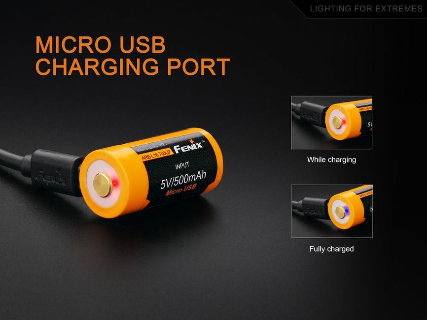 Fenix RCR123A Li-ion батерии за зареждане 700 mAh USB High Current