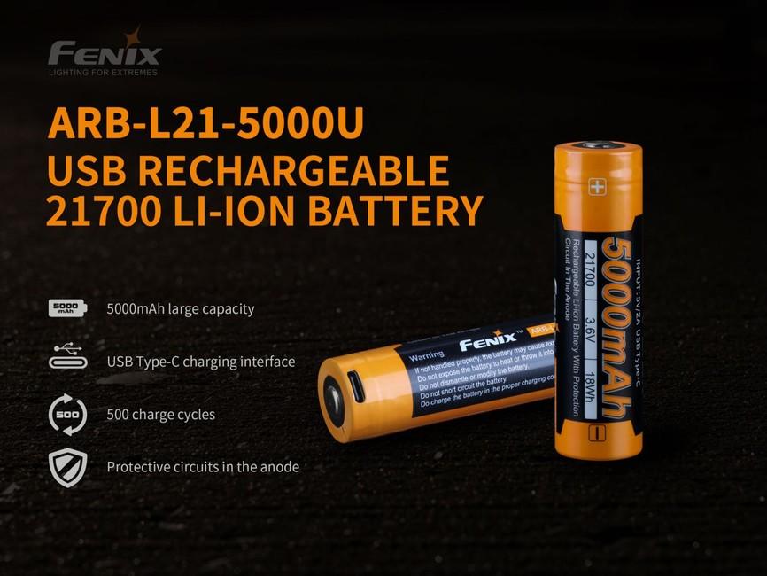 Fenix 21700 преносима батерия Li-Ion 5000 mAh USB-C