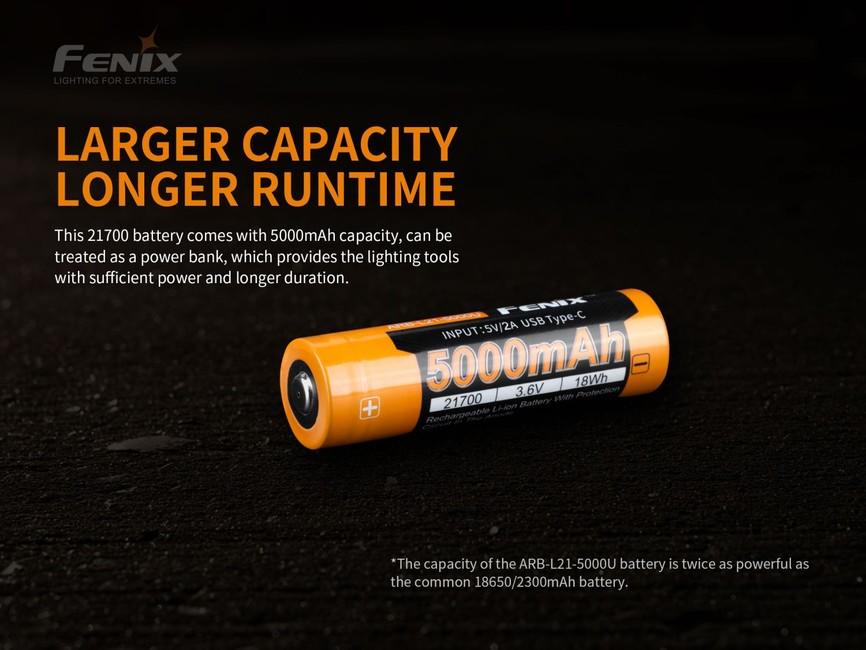 Fenix 21700 преносима батерия Li-Ion 5000 mAh USB-C