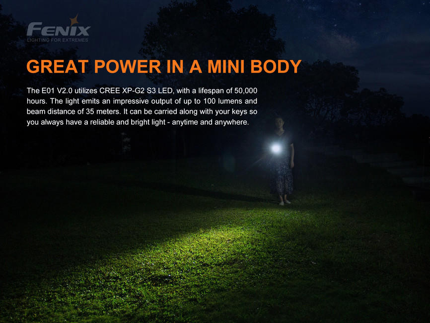 Fenix E01 V2.0 мини фенер