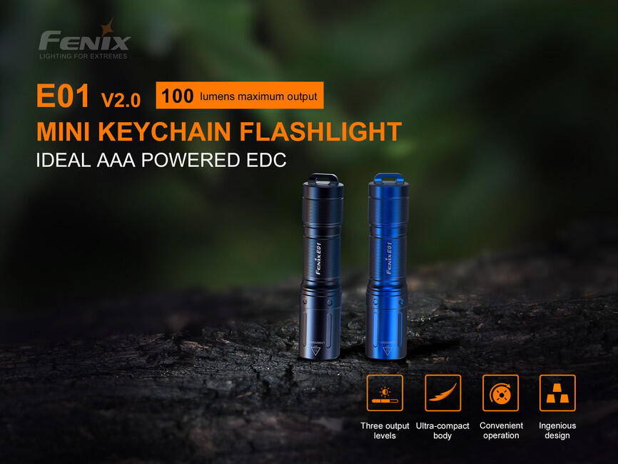 Fenix E01 V2.0 мини фенер, син