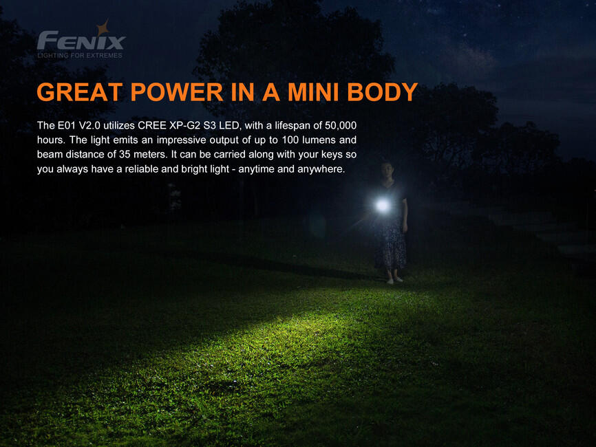 Fenix E01 V2.0 мини фенер, син